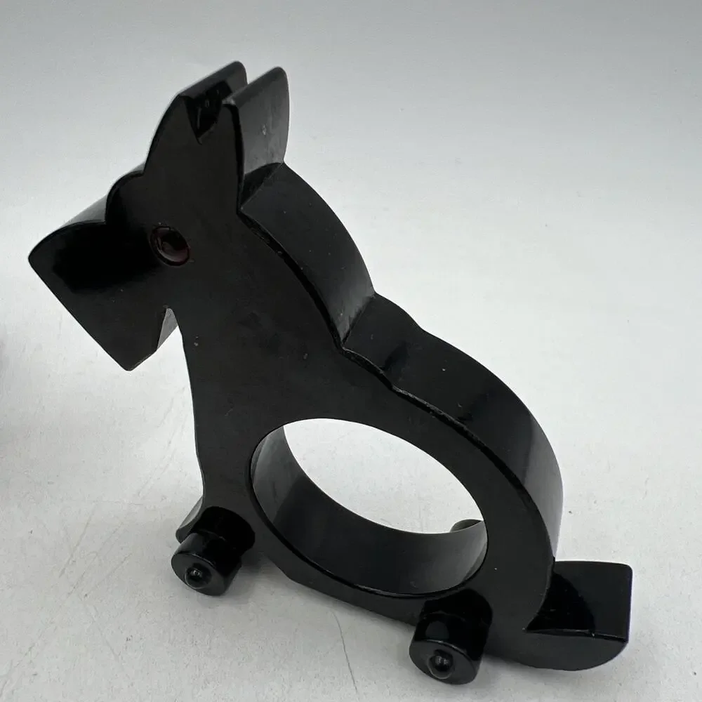 Set 4 Restoration Hardware Black Scottie Dog Napkin Ring Holders Red Eyes Wheels